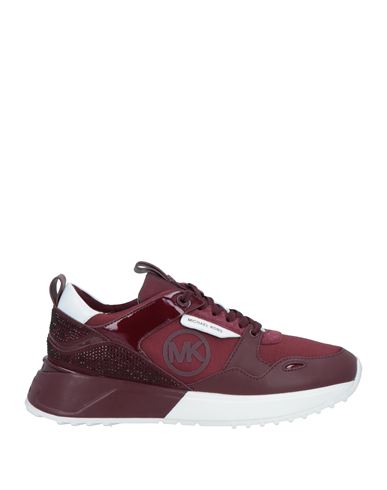 Michael Michael Kors Woman Sneakers Burgundy Size 8 Leather, Textile Fibers In Red