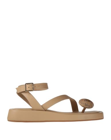 Gia Rhw Gia / Rhw Woman Thong Sandal Beige Size 5 Leather In Beige