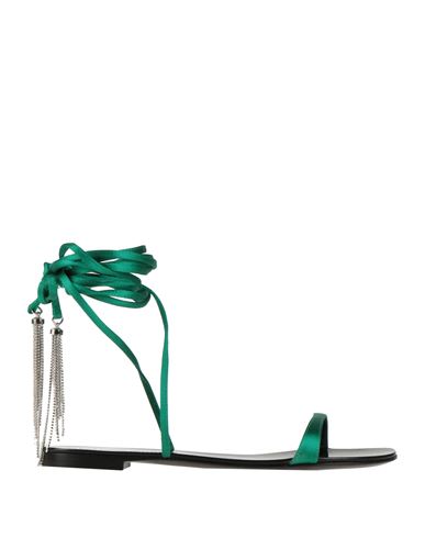 Alexandre Vauthier Woman Sandals Green Size 7 Textile Fibers, Leather, Brass