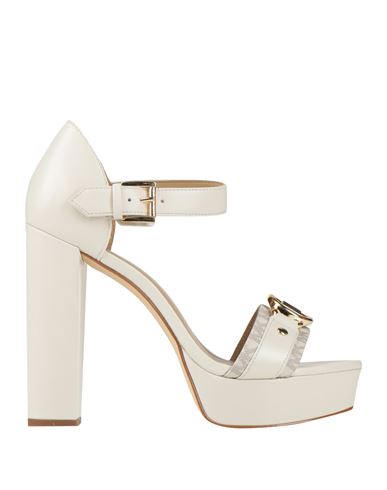 Michael Michael Kors Woman Sandals Ivory Size 7.5 Cow Leather, Sheepskin, Rubber In White