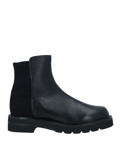 Stuart Weitzman Woman Ankle Boots Black Size 6.5 Leather, Textile Fibers