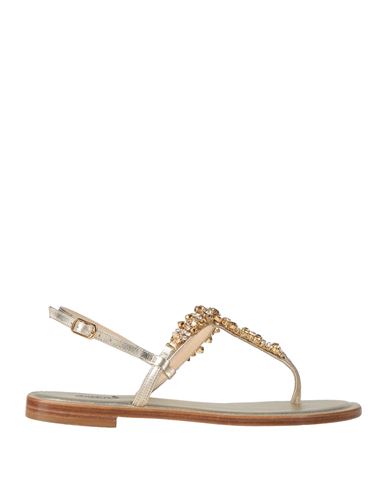 Capri Woman Thong Sandal Gold Size 11 Leather