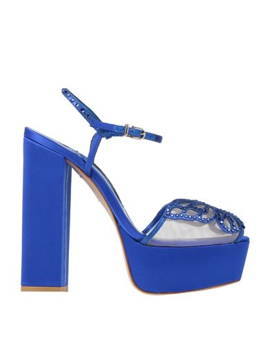 Sophia Webster Woman Sandals Bright Blue Size 7 Leather, Textile Fibers