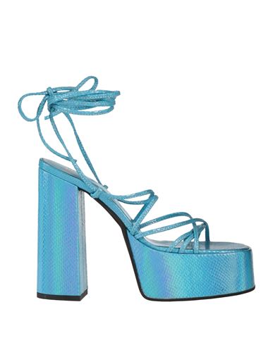 Giampaolo Viozzi Woman Sandals Azure Size 7 Leather In Blue