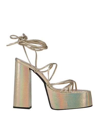 Giampaolo Viozzi Woman Sandals Platinum Size 7 Leather In Gold