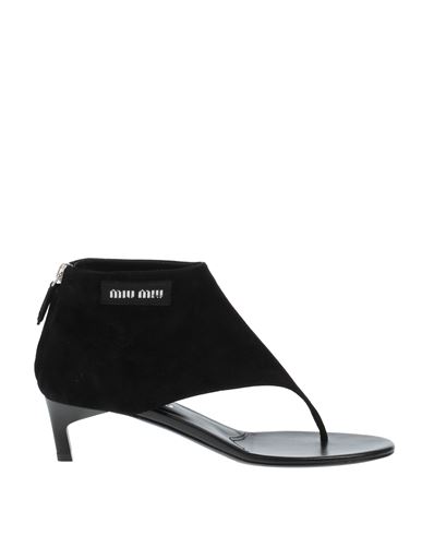 Miu Miu Woman Thong Sandal Black Size 6.5 Leather