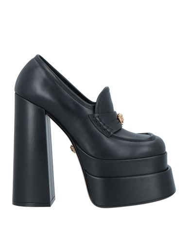 Versace Woman Loafers Black Size 11 Calfskin