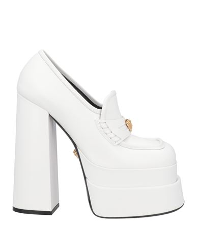 Versace Woman Loafers White Size 11 Calfskin