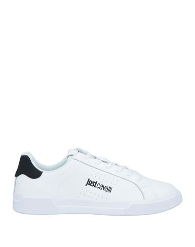 Just Cavalli Man Sneakers White Size 8.5 Leather, Rubber