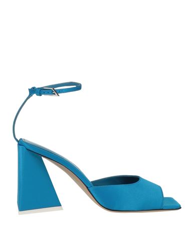 Shop Attico The  Woman Sandals Azure Size 8 Textile Fibers In Blue