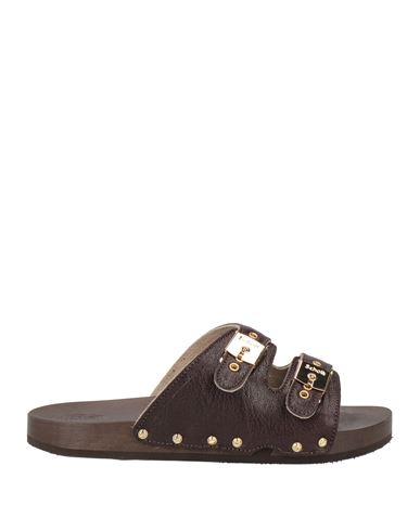 Scholl Pescura Sandals In Leather And Wood In Brown