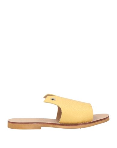Chatulle Woman Sandals Ocher Size 9 Leather In Yellow