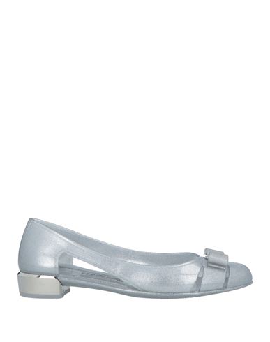 Shop Ferragamo Woman Ballet Flats Silver Size 10 Rubber