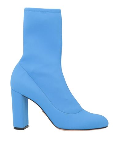 Oscar Tiye Woman Ankle Boots Azure Size 7.5 Textile Fibers In Blue