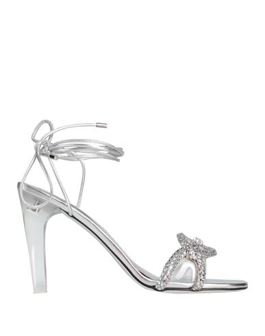 Shop Valentino Garavani Woman Sandals Silver Size 8 Leather, Plastic