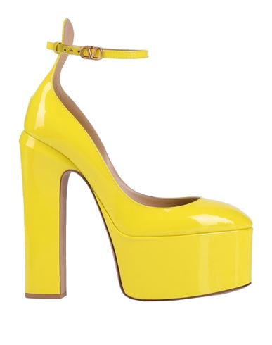 Valentino Garavani Woman Pumps Yellow Size 8 Plastic, Leather