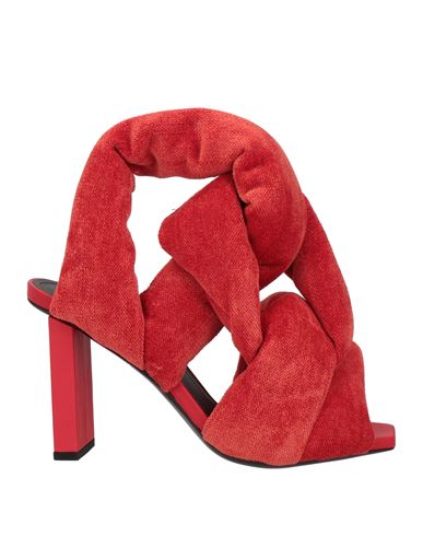 Shop Balmain Woman Sandals Rust Size 8 Viscose, Linen, Cotton In Red