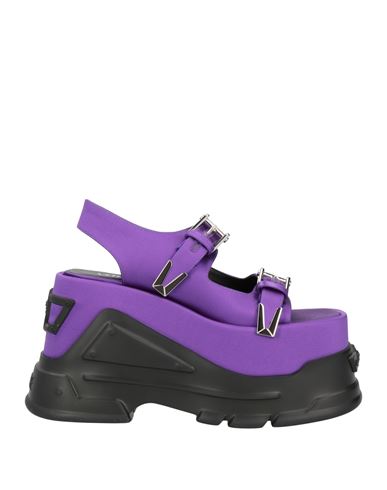 Versace Woman Sandals Purple Size 8 Textile Fibers