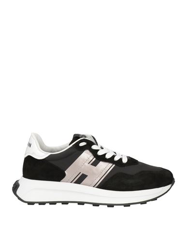 Hogan Woman Sneakers Black Size 7.5 Leather, Textile Fibers In Black