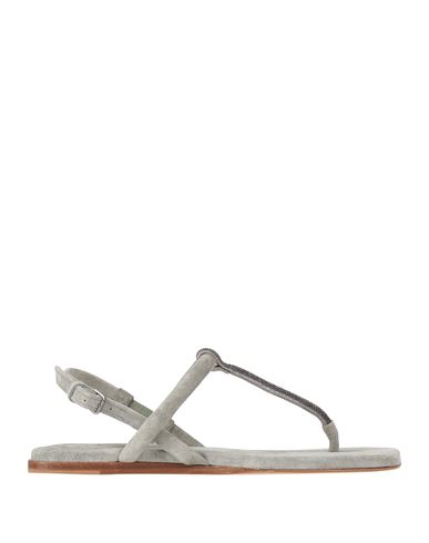 Brunello Cucinelli Woman Thong Sandal Grey Size 7 Leather