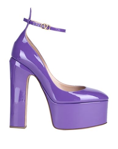 Valentino Garavani Woman Pumps Purple Size 9 Leather