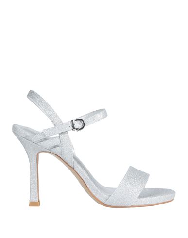 Shop Luciano Barachini Woman Sandals Silver Size 7 Textile Fibers