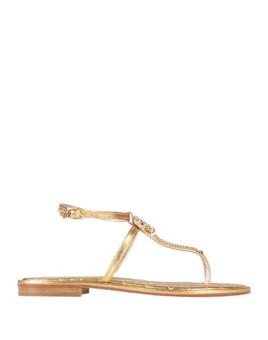 Emanuela Caruso Capri Woman Thong Sandal Gold Size 10 Leather