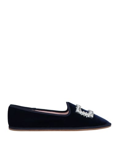 Roger Vivier Woman Loafers Navy Blue Size 9 Textile Fibers