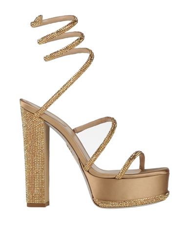 René Caovilla Rene' Caovilla Woman Sandals Gold Size 7 Textile Fibers