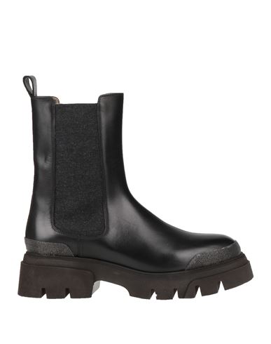 Brunello Cucinelli Woman Ankle Boots Black Size 11 Leather, Textile Fibers