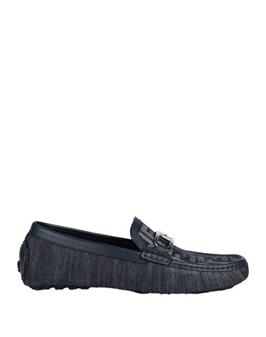 Fendi Man Loafers Midnight Blue Size 9 Textile Fibers, Calfskin