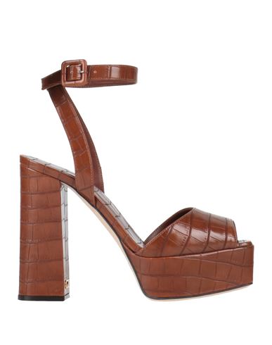 Shop Giuseppe Zanotti Woman Sandals Brown Size 8 Textile Fibers