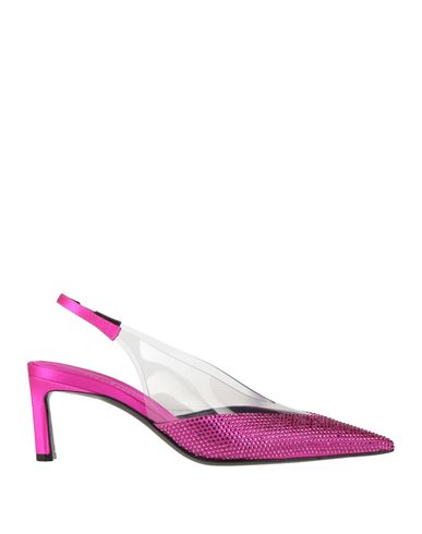 Shop Evangelie Smyrniotaki X Sergio Rossi Woman Pumps Fuchsia Size 7.5 Textile Fibers, Synthetic Fibers In Pink
