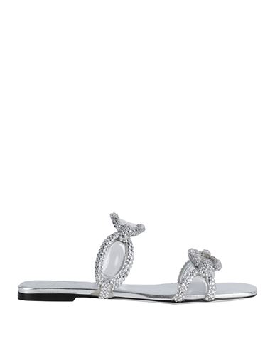 Shop Valentino Garavani Woman Sandals Silver Size 7 Leather, Plastic, Textile Fibers