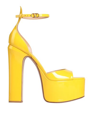 Shop Valentino Garavani Woman Sandals Yellow Size 11 Leather