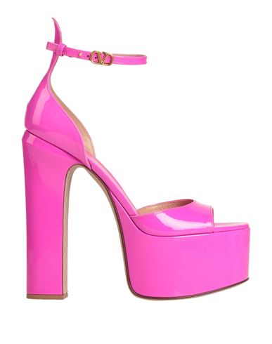 Valentino Garavani Woman Sandals Fuchsia Size 8 Leather In Pink