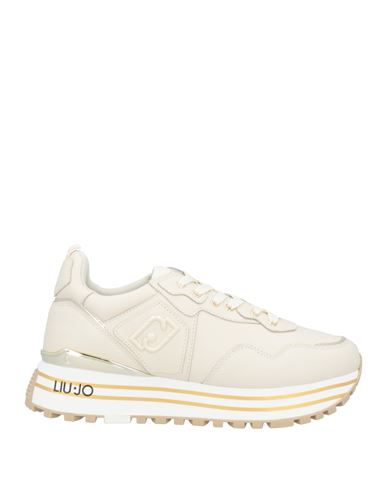 Shop Liu •jo Woman Sneakers Cream Size 8 Calfskin, Synthetic Fibers In White