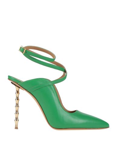 Wo Milano Woman Pumps Green Size 10 Leather