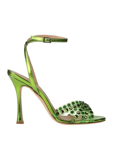 Chantal Woman Sandals Green Size 10 Leather, Pvc - Polyvinyl Chloride