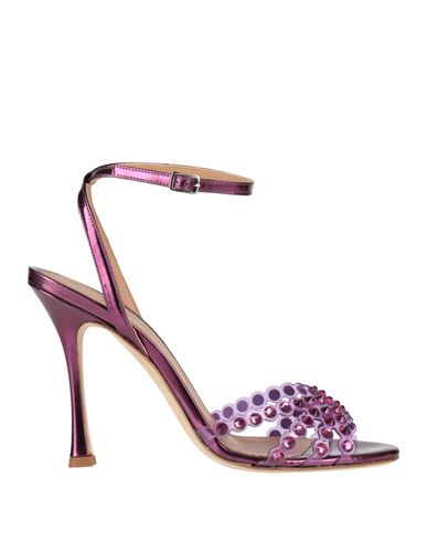 Chantal 1962 Woman Sandals Magenta Size 6 Leather, Pvc - Polyvinyl Chloride In Magenta