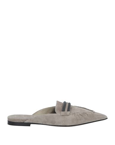 Brunello Cucinelli Woman Mules & Clogs Grey Size 7 Leather