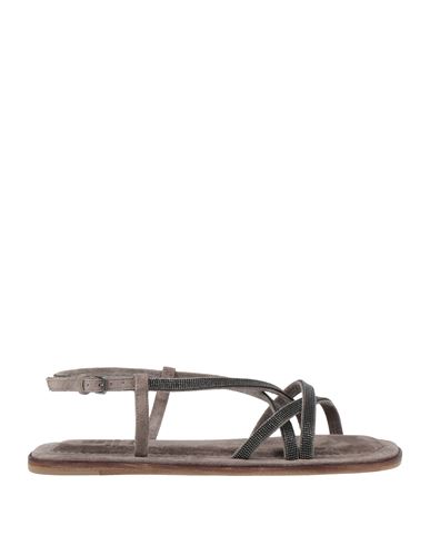 Brunello Cucinelli Woman Sandals Grey Size 6 Leather In Grey