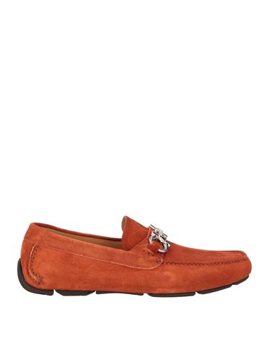 Ferragamo Man Loafers Rust Size 11 Calfskin In Red