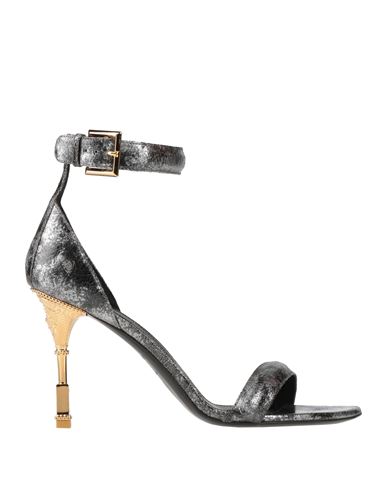Balmain Woman Sandals Silver Size 7.5 Calfskin