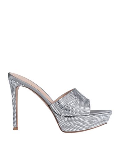 Shop Gianvito Rossi Woman Sandals Silver Size 8 Textile Fibers
