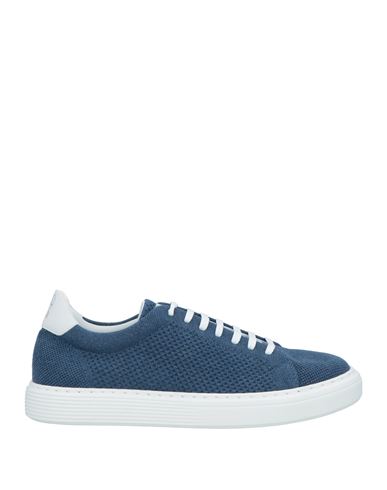 Shop Brunello Cucinelli Man Sneakers Navy Blue Size 9 Cotton, Polyamide, Elastane
