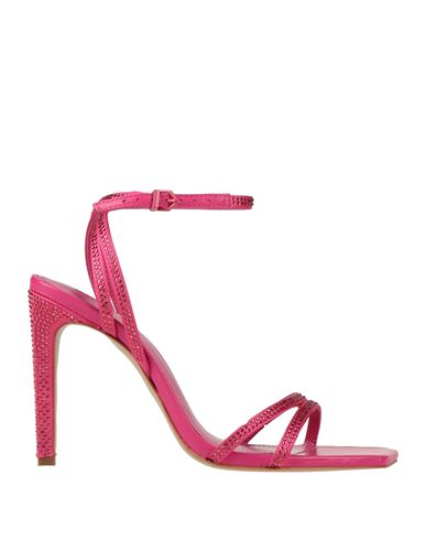Schutz Woman Sandals Fuchsia Size 7 Leather, Textile Fibers In Pink