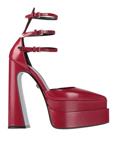 Shop Versace Woman Pumps Burgundy Size 7 Leather In Red