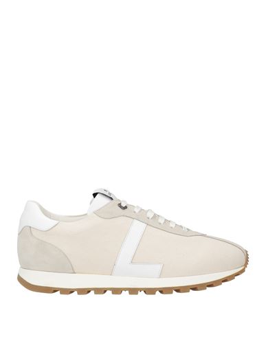 Shop Lardini Man Sneakers Ivory Size 10 Textile Fibers, Leather In White