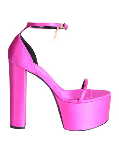 Evangelie Smyrniotaki X Sergio Rossi Woman Sandals Fuchsia Size 5 Textile Fibers In Pink